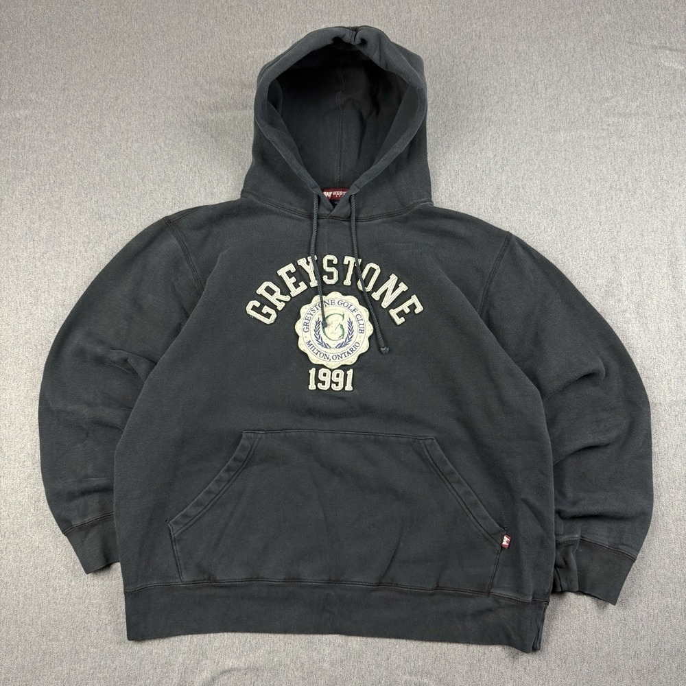 Westhall Greystone Golf Club Hoodie Mens Large Black Faded Heavyweight Pullover